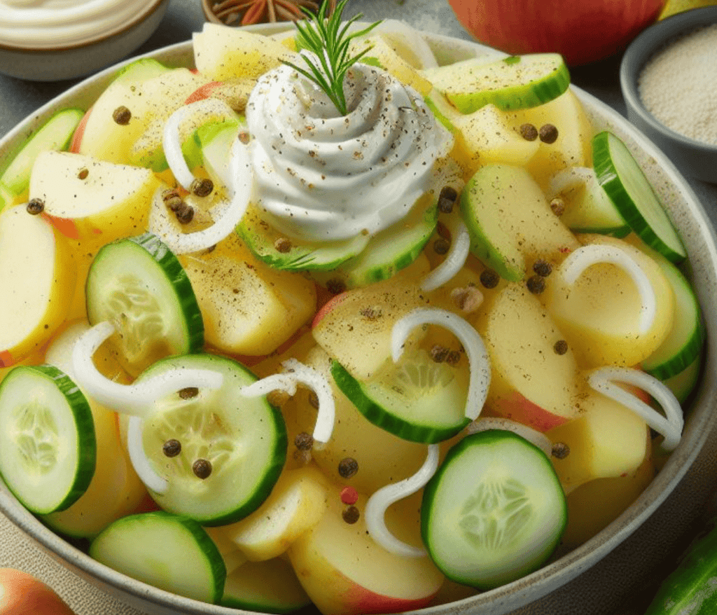 Kartoffelsalat mit Apfel und Gurke