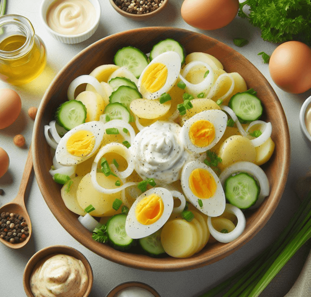 Kartoffelsalat mit Ei und Gurke