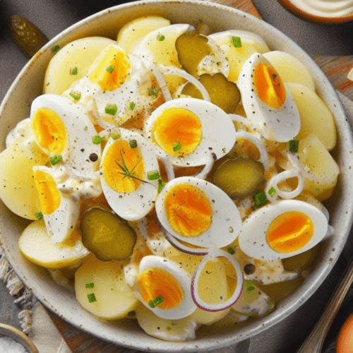 Kartoffelsalat mit Ei und Mayonnaise