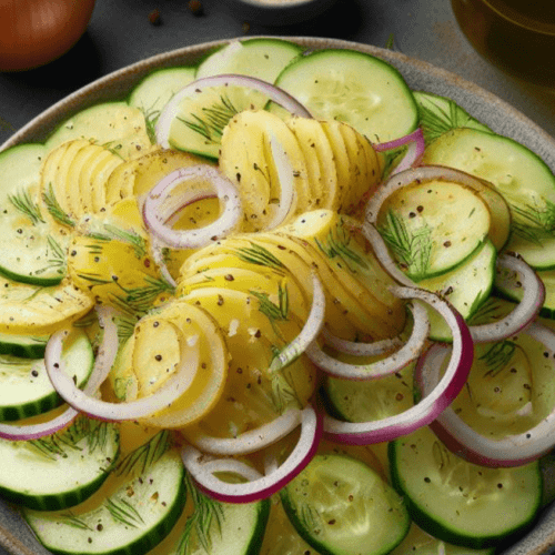 Kartoffelsalat mit Gurke und Dill