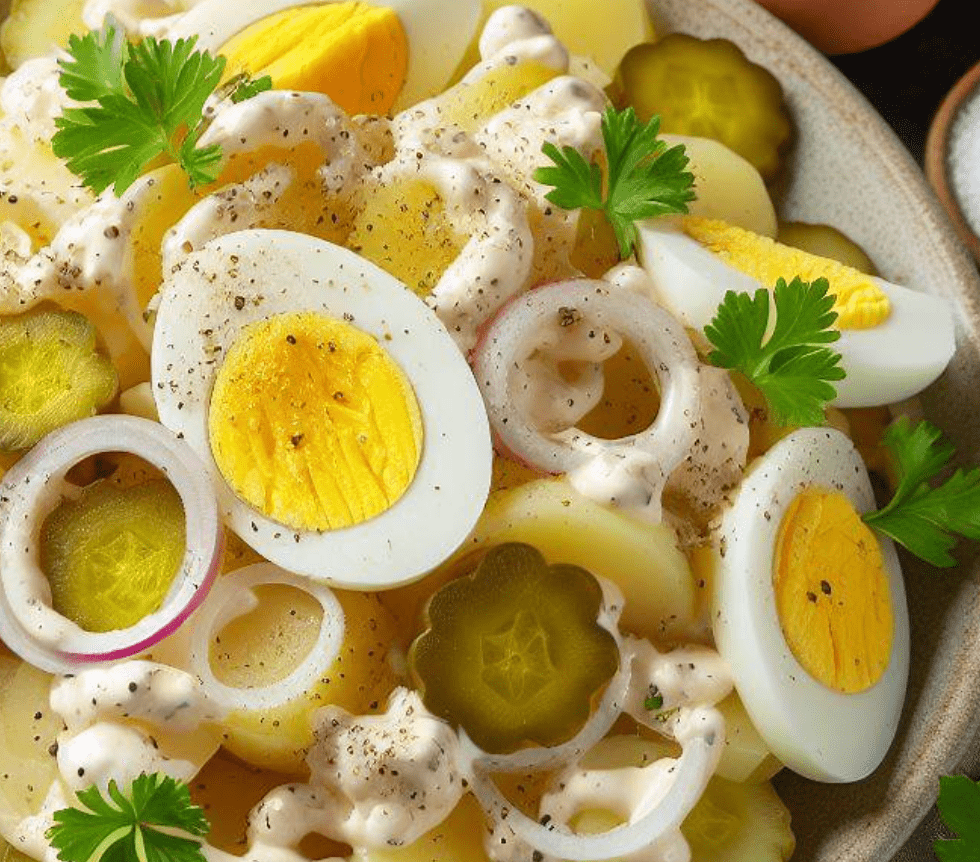 Kartoffelsalat mit Mayo und Essiggurken