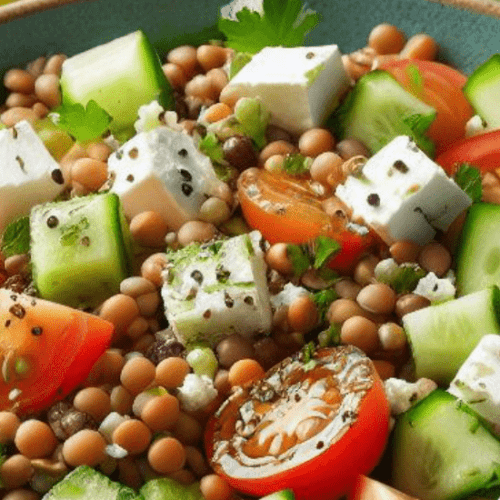 Linsen Bulgur Salat mit Feta