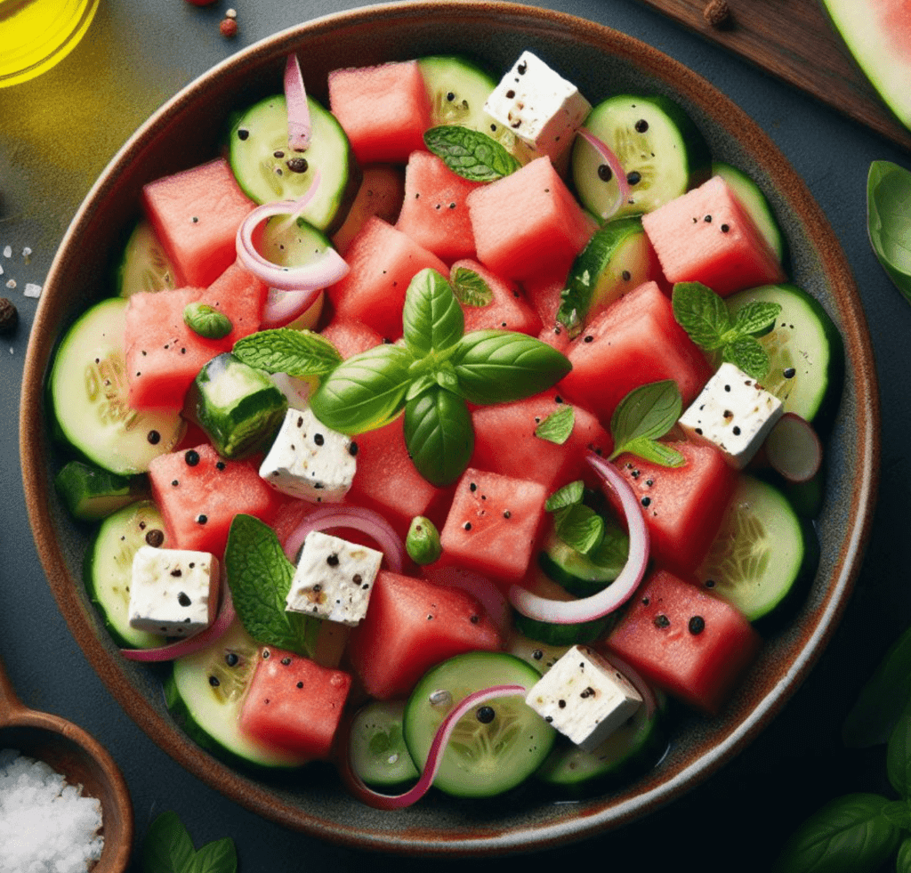 Melonen Feta Gurke Salat