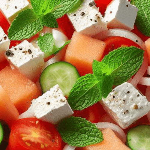 Melonen Feta Minz Salat