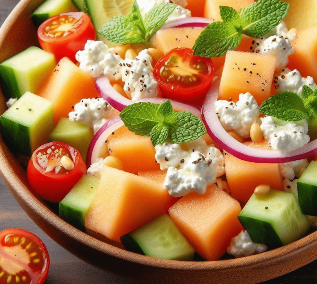 Melonen Hüttenkäse Salat