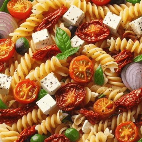 Nudelsalat Fusilli Getrocknete Tomaten Schafskäse