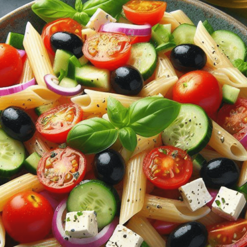 Nudelsalat mit Feta und Tomaten