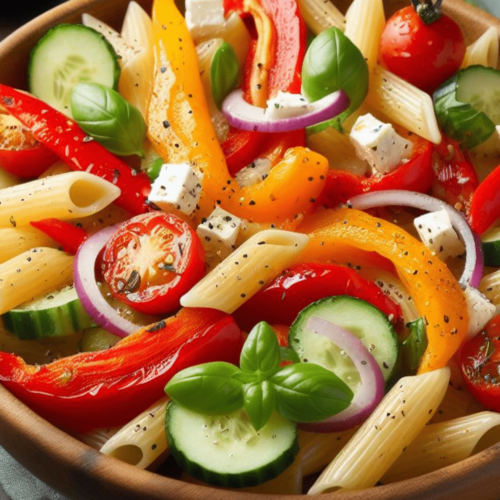 Nudelsalat mit Gegrillter Paprika