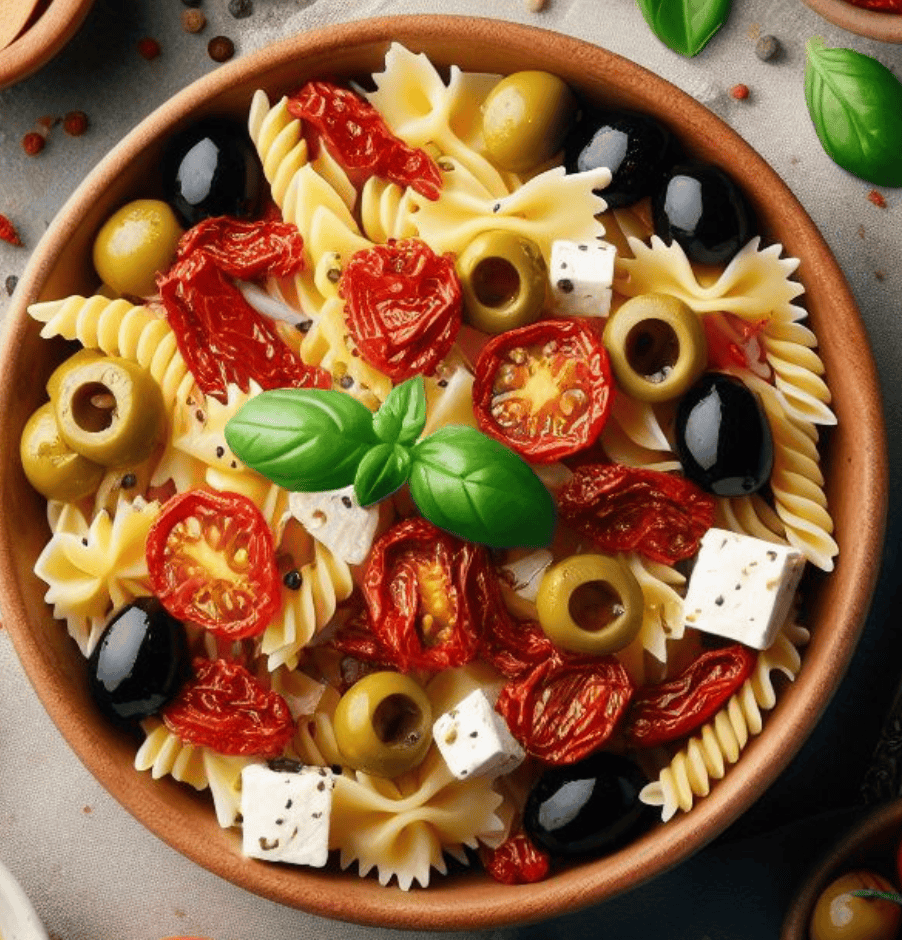 Nudelsalat mit Getrockneten Tomaten und Oliven
