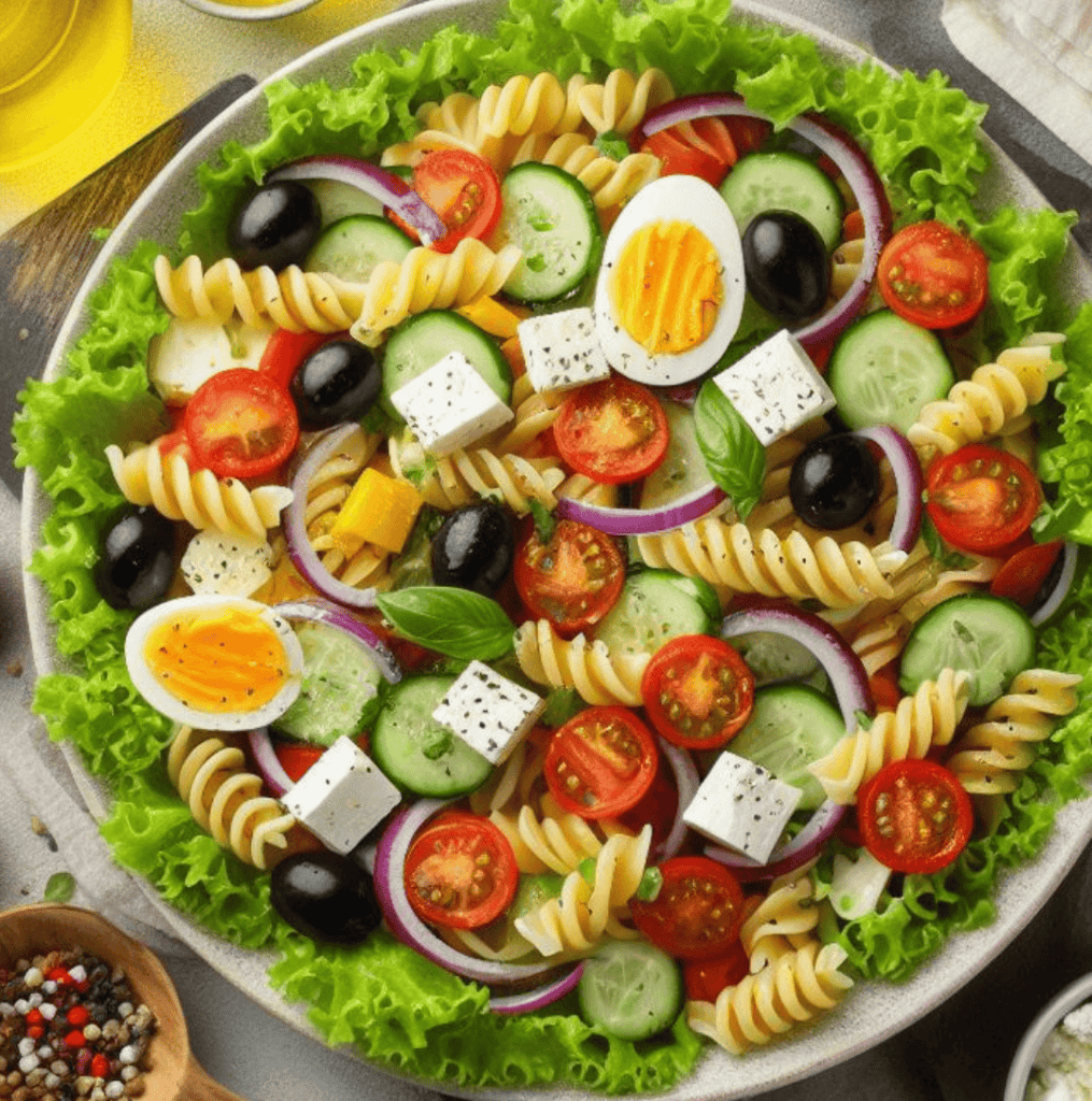 Nudelsalat mit Salat