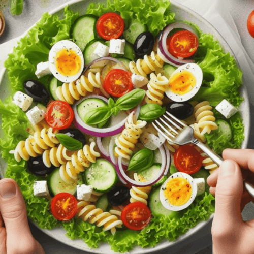 Nudelsalat mit Salat