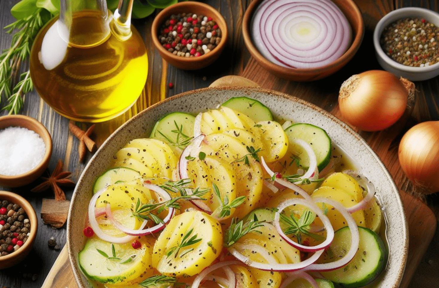 Schneller Kartoffelsalat Essig Öl