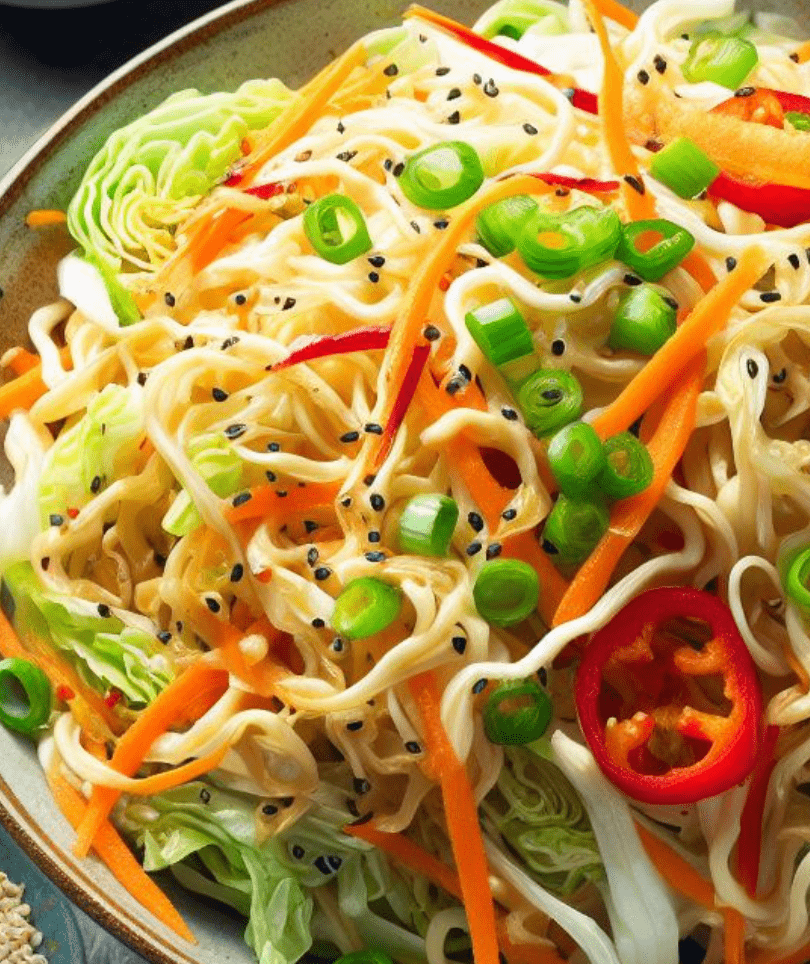 Weißkohl Salat Asiatisch mit Nudeln