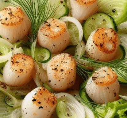 Anis Fenchel Salat mit Jakobsmuscheln