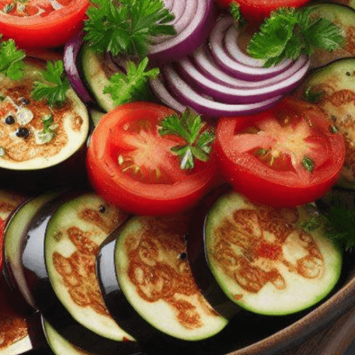 Auberginen Tomaten Salat