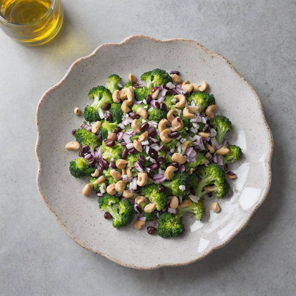Brokkoli-Salat Roh mit Cashewkernen