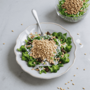 Brokkoli Salat mit Erdnüssen und Rosinen