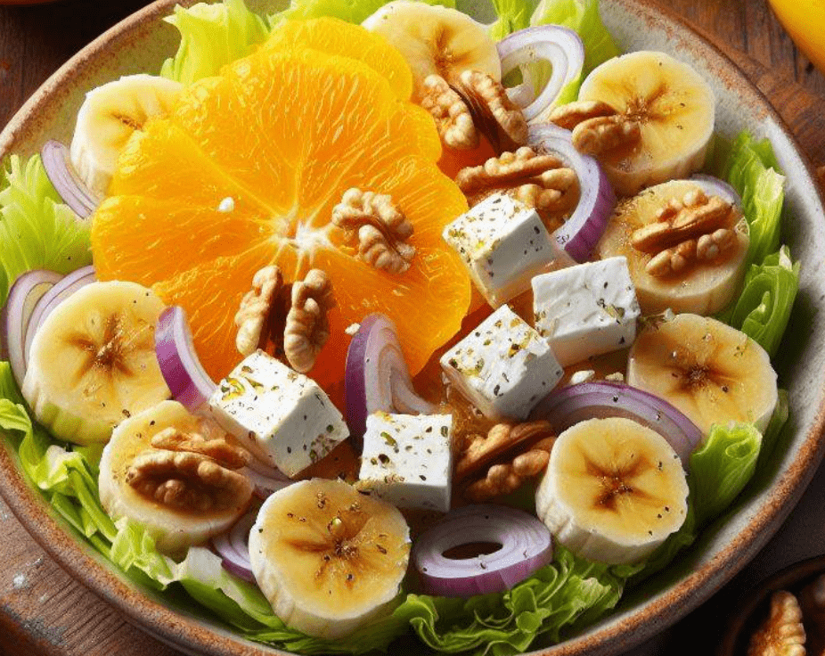 Chicoree Salat mit Bananen und Orangen