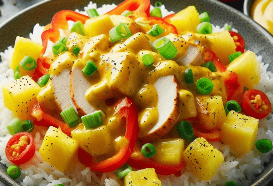 Curry Reis-Salat Hähnchen Ananas