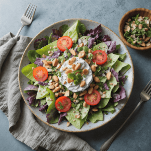Frischer Gemischter Salat mit Joghurt-Kräuter-Dressing