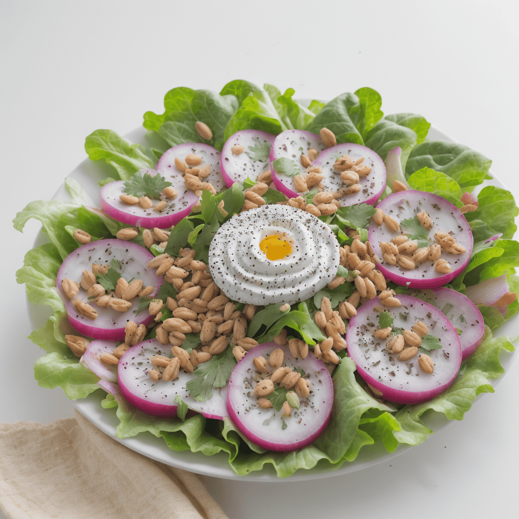 Frischer Radieschen-Salat mit Ei und Sonnenblumenkernen