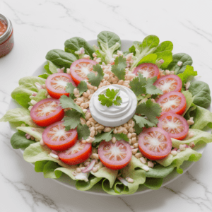 Frischer Sommer-Salat mit cremigem Dressing