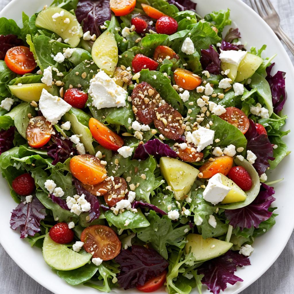 Gemischter Salat mit Feta, Avocado und Beeren