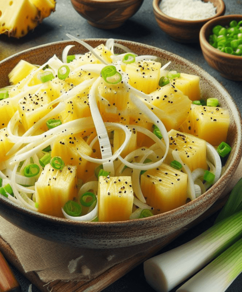 Käse Lauch Salat mit Ananas
