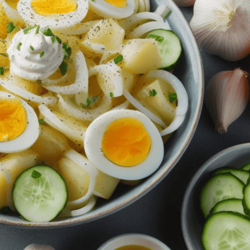 Kartoffelsalat mit Ei Gurke Miracel Whip