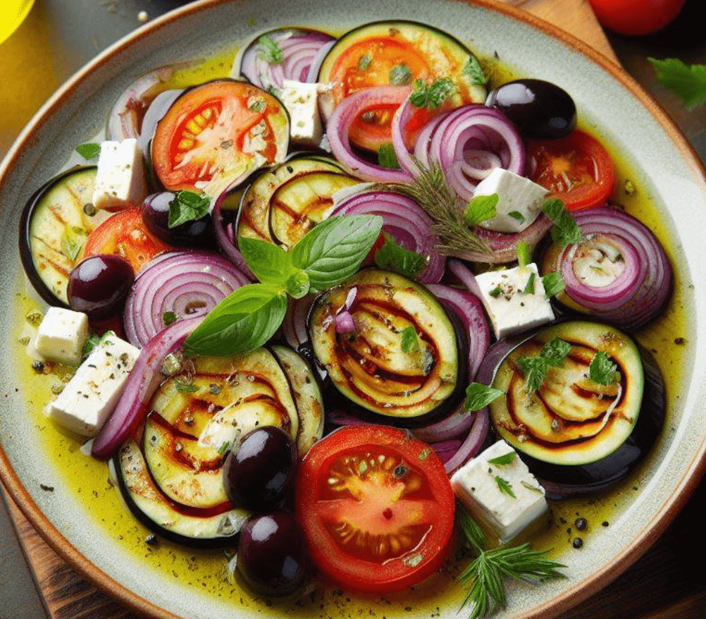 Mediterraner Salat mit Auberginen