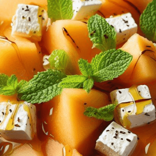 Melonen Feta Salat Ahornsirup