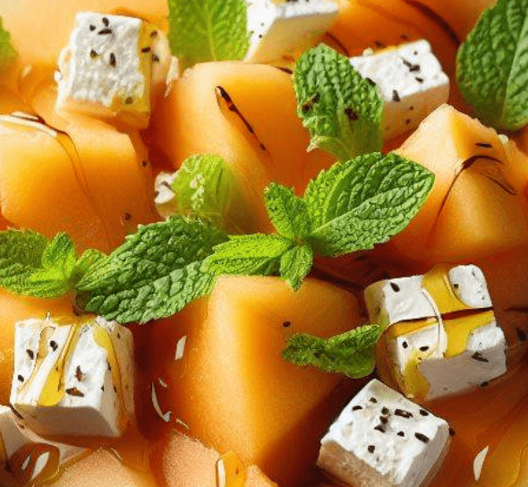 Melonen Feta Salat Ahornsirup
