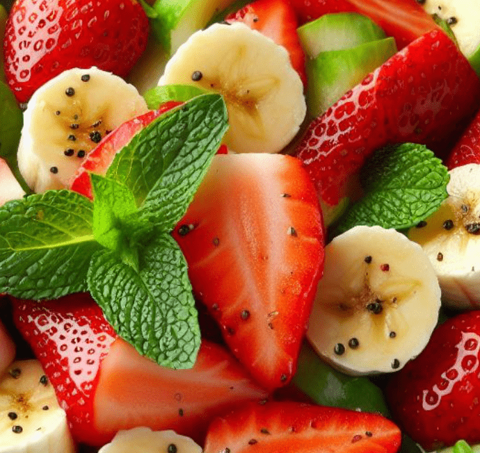 Obstsalat Mit Erdbeeren Und Bananen