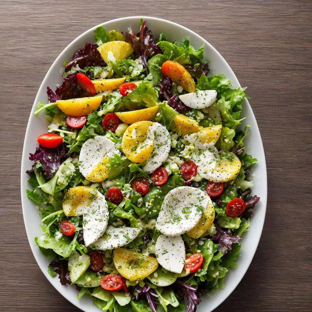 Salat mit Mozzarella und Früchten