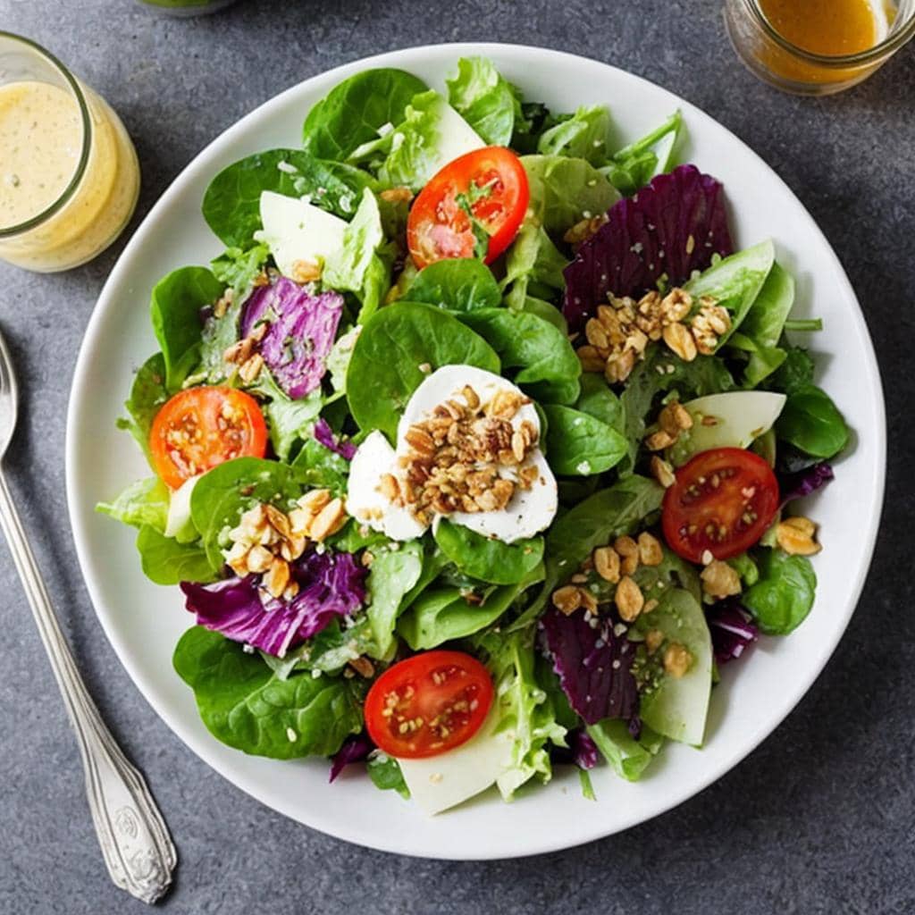 Salat mit Walnüssen und hausgemachtem Dressing