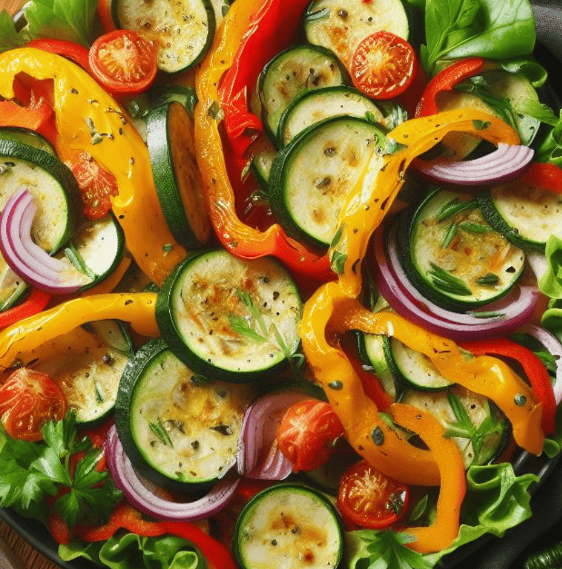 Salat mit gebratenem Gemüse