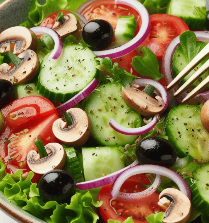 Salat mit Gebratenen Champignons