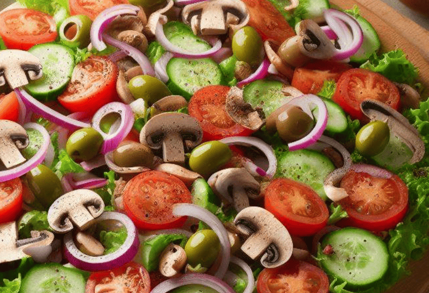 Salat mit gebratenen Champignons