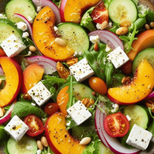 Salat mit gebratenen Nektarinen