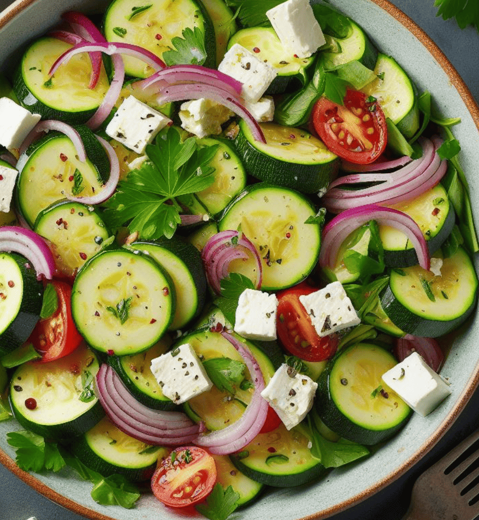 Zucchini-Salat Gebraten mit Feta