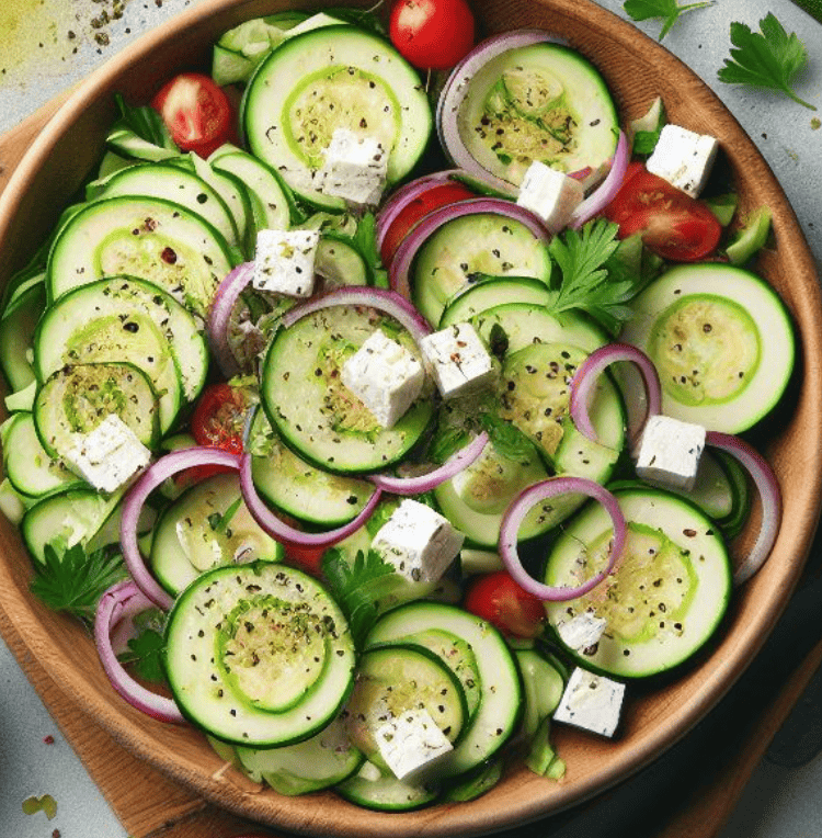 Zucchini-Salat Gebraten mit Feta