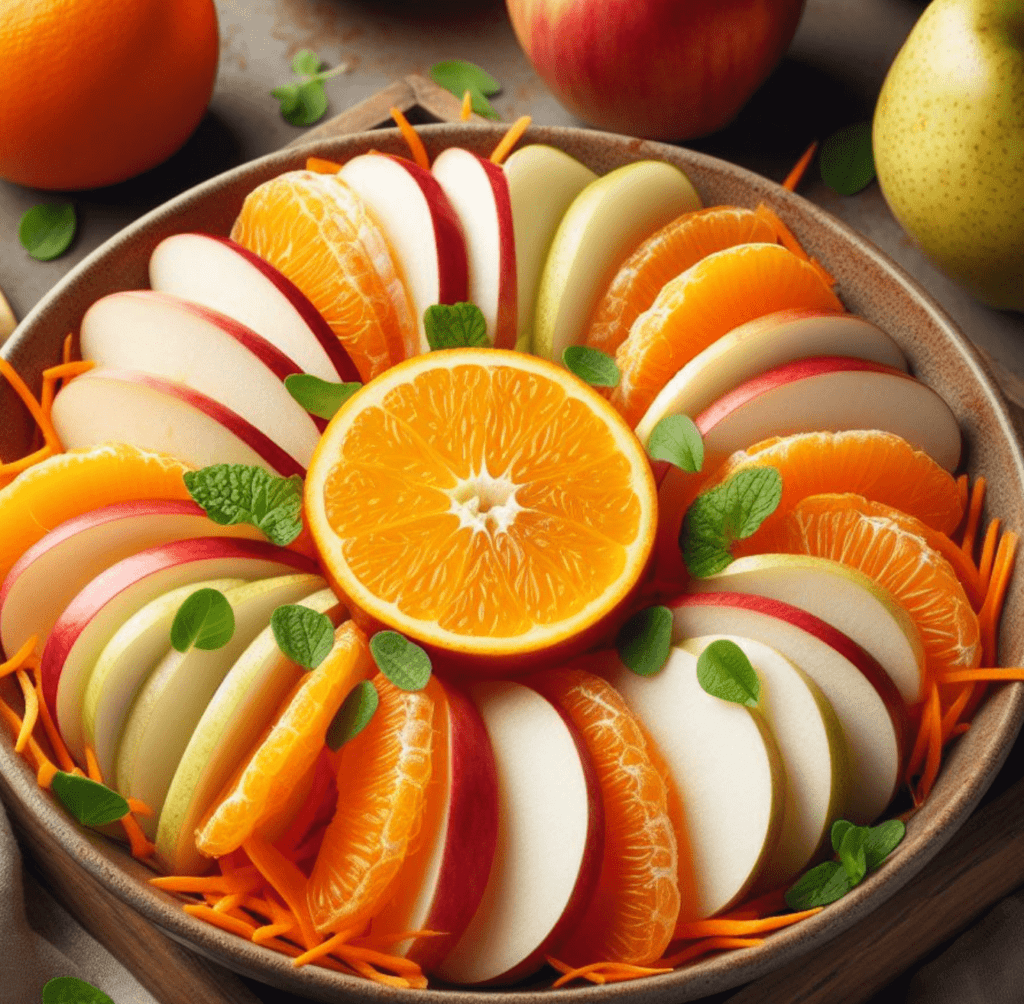 Apfel Möhren Salat mit Orange und Birne