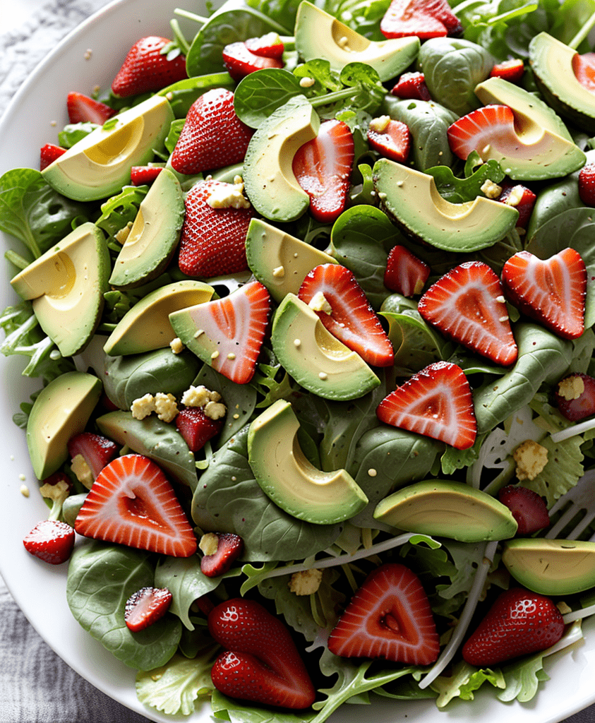 Avocado Erdbeer Salat mit Ingwerdressing