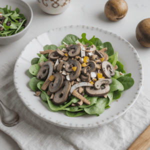 Babyspinat Salat mit Champignons