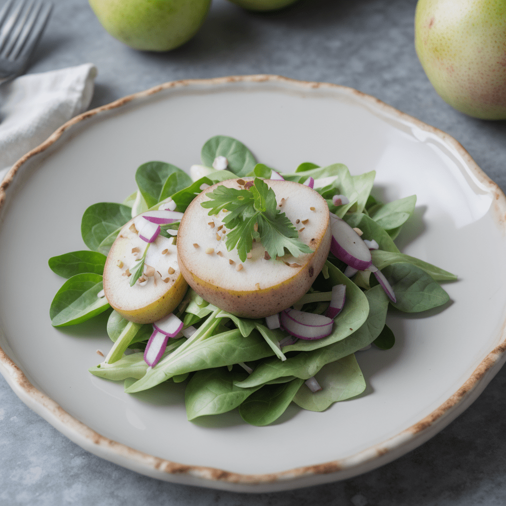 Birne Zwiebel Feldsalat Salat