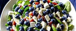 Blaubeeren Feta getrocknete Pflaumen Salat