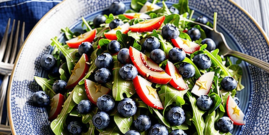 Blaubeeren Radieschen Rucola Salat