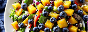 Bunter Salat mit Blaubeeren Mango Paprika