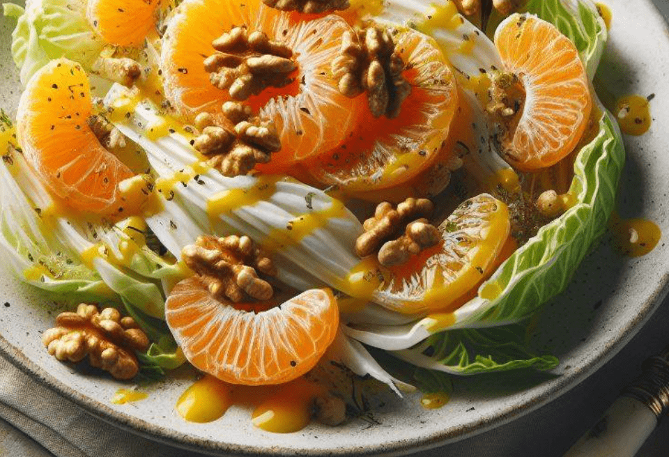 Chicoree Salat mit Mandarinen und Walnüssen