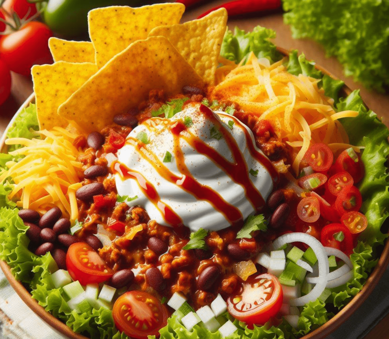 Chili Con Carne Salat mit Nachos